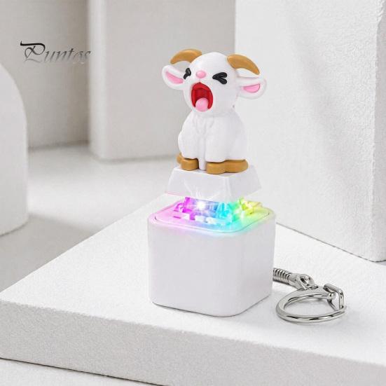 Animal Push Button Toy 1/2/3Pcs Screaming Goat Keyboard Fidget Toy, Rechargeable Sheep Finger Clicker Light-Up Keycap with Light Sound, Decompression
