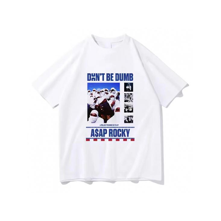 Asap Rocky Ne Sois Pas Stupide Vêtements Homme T-shirt Homme Nouveau dans Hauts& T-shirts Manches Courtes Col Rond Impression Pull T-shirts