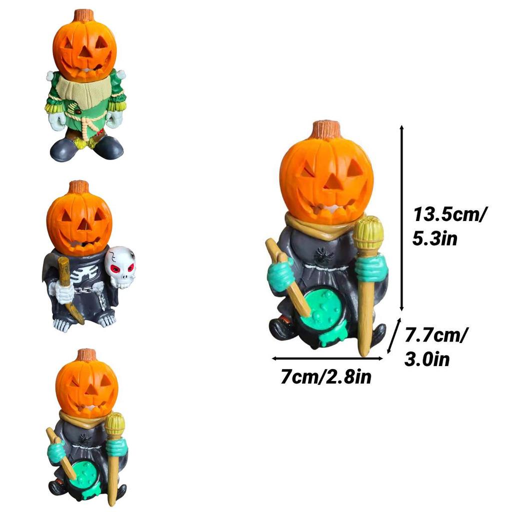 Cross-border New Halloween Gift Pumpkin Knight Garden Decoration Glowing Resin Ornament