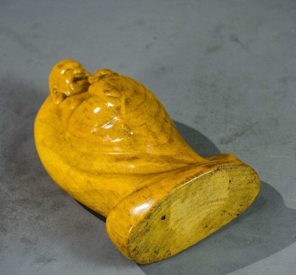 Chińska Rzeźbiona Drewniana Statua Buddy Figurki Buddy Maitrei Drewniana Sztuka