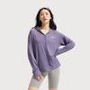 Li Ning Ice Cream Letter Zipper Hooded Comfortable Breathable Versatile Loose Jacket Women Jackets Dark-Gray Purple AFDVE46-4