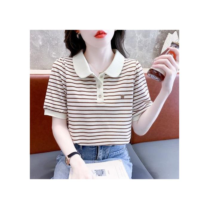 Basic Editions T Shirts Womens Short-sleeved T-shirt Women Striped Tops Women Fashion Fashionable Fashionable Thin Tops