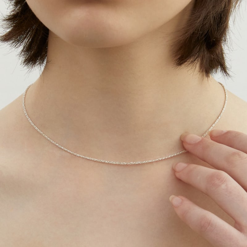 LUNNE Silver 925 Glitter Chain Necklace #LSN55