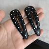5Pcs Black White Polka Dot Leather Hair Clips Women'S Bangs Bb Clips Cool Sweet Girls Hair Accories Simple Clips