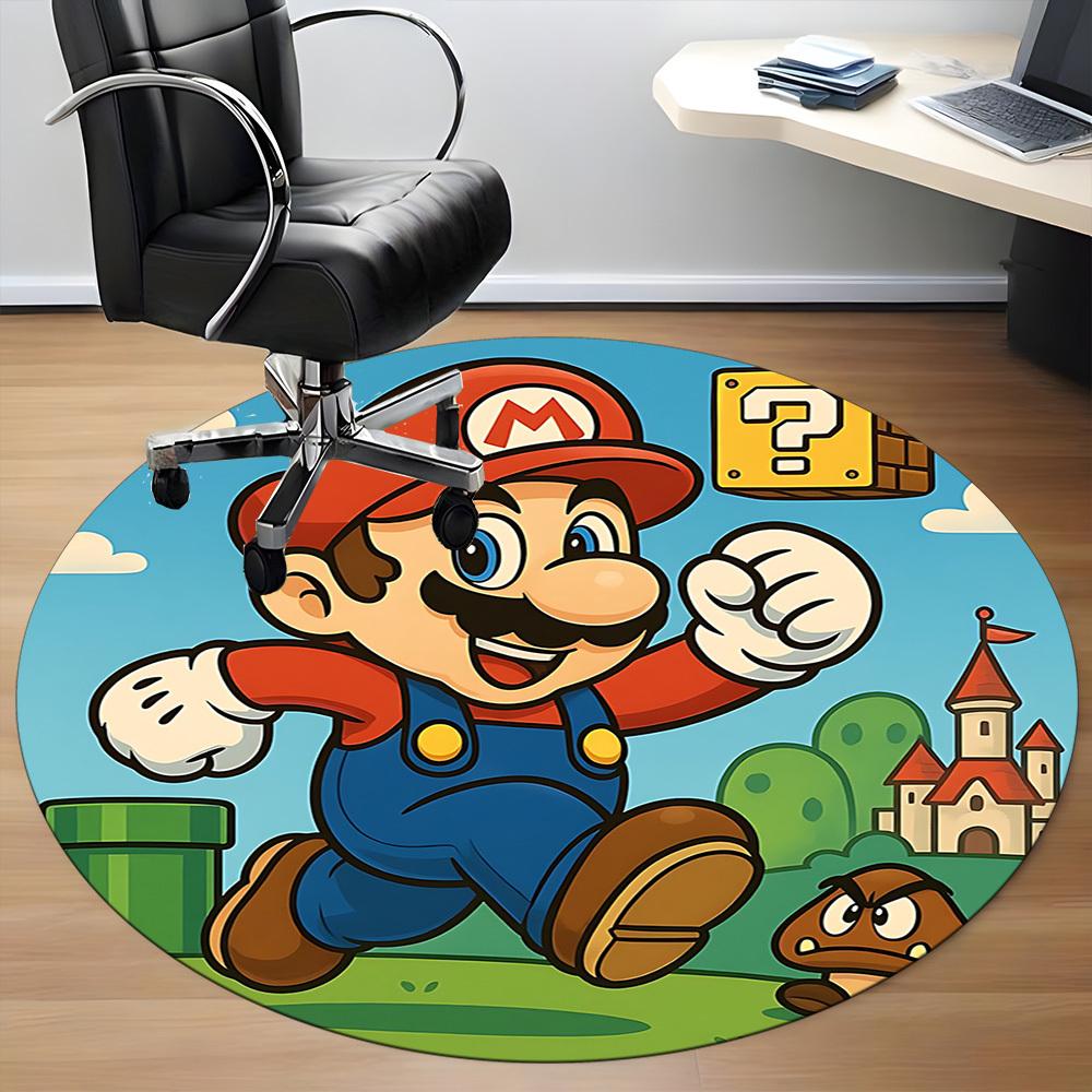 1pc Mario Castle Office Round Area Rug,  Under Office Chairs Bedroom Living Room Home Decor a0926204