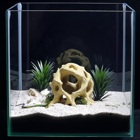 3D Printed Aquarium Decor Hideout Tree Ball, Natural Look Root Reptile Hideout, Freshwater Tank Fish Cave, Decorative Habitat Shelter for Betta Shrimp