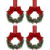 4pcs New Pinecone Christmas Wreath Red Berry 13cm Artificial Garland Festive 3D Door Hanging Ornament Wall Decor