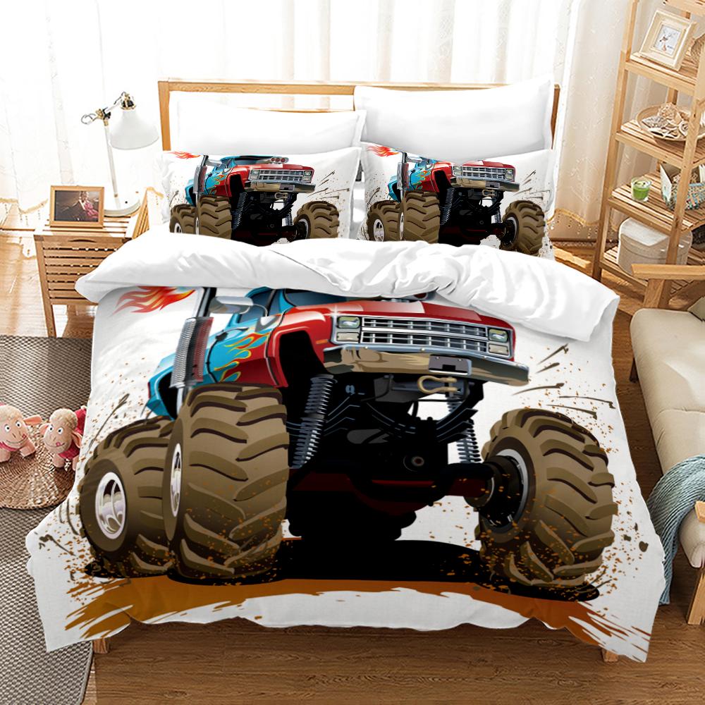 Monster Jam Bedding Set Single Twin Full Queen King Size Monster Jam F1 Bed Set Aldult Kid Bedroom Duvetcover Sets 3D Anime 022