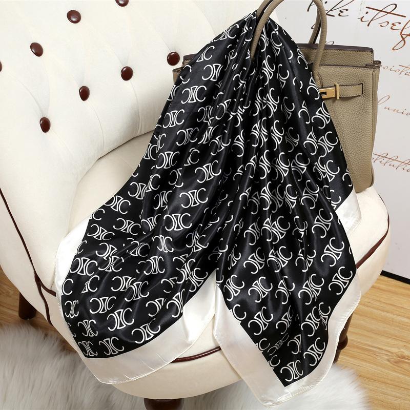 90 Square Scarves, Silk Scarves, Women's New Spring and Summer High-end Sense Versatile, Thin Scarves, Shawls Outside
