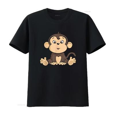 Cute Monkey T Shirt Vintage Washed Unisex Designer Clothes Stretched Top For Everyday Wear Graphic Soft Breathable Stylish