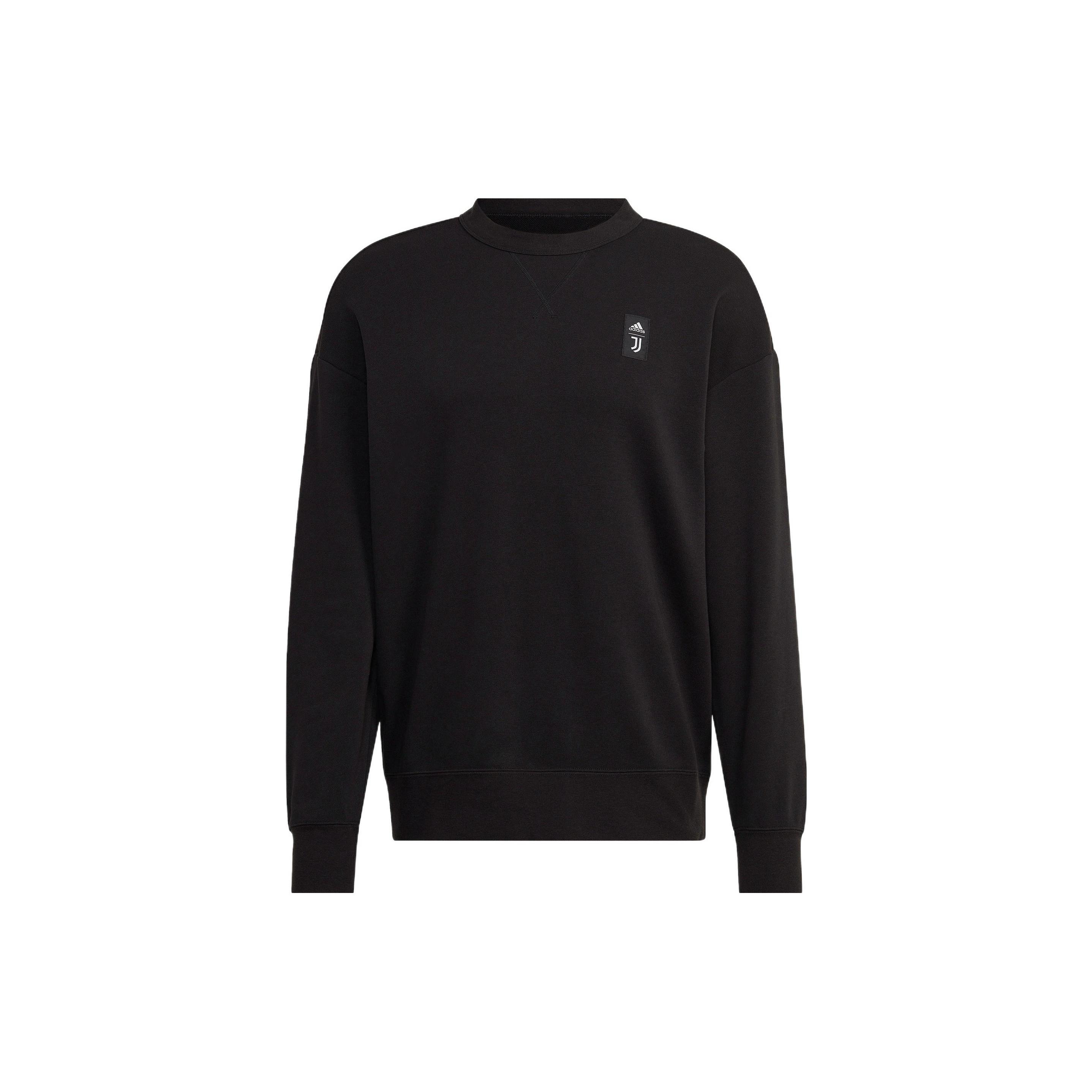 Men s adidas Juventus FW22 Pattern Printing Loose Round Neck Pullover Soccer/Football Black HD8866 M