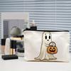 Retro Pumpkin Storage Halloween Makeup Bag, Scratch Resistant Durable Canvas Holiday Theme Stationery Bag Zipper Toiletry Pouch, for