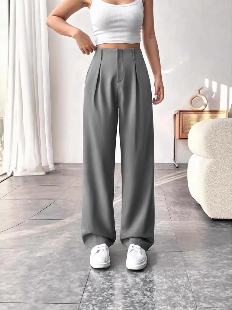 2025 Spring/Summer Women's Drapey High-waisted Slimming Wide-Leg Floor-Length Pants