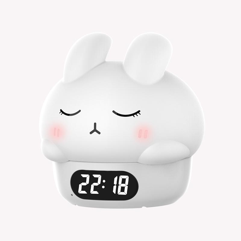 

Bunny Alarm Clock with Night Light, Dimmable Temperature Display for Kids Bedside, USB Rechargeable Touch Control