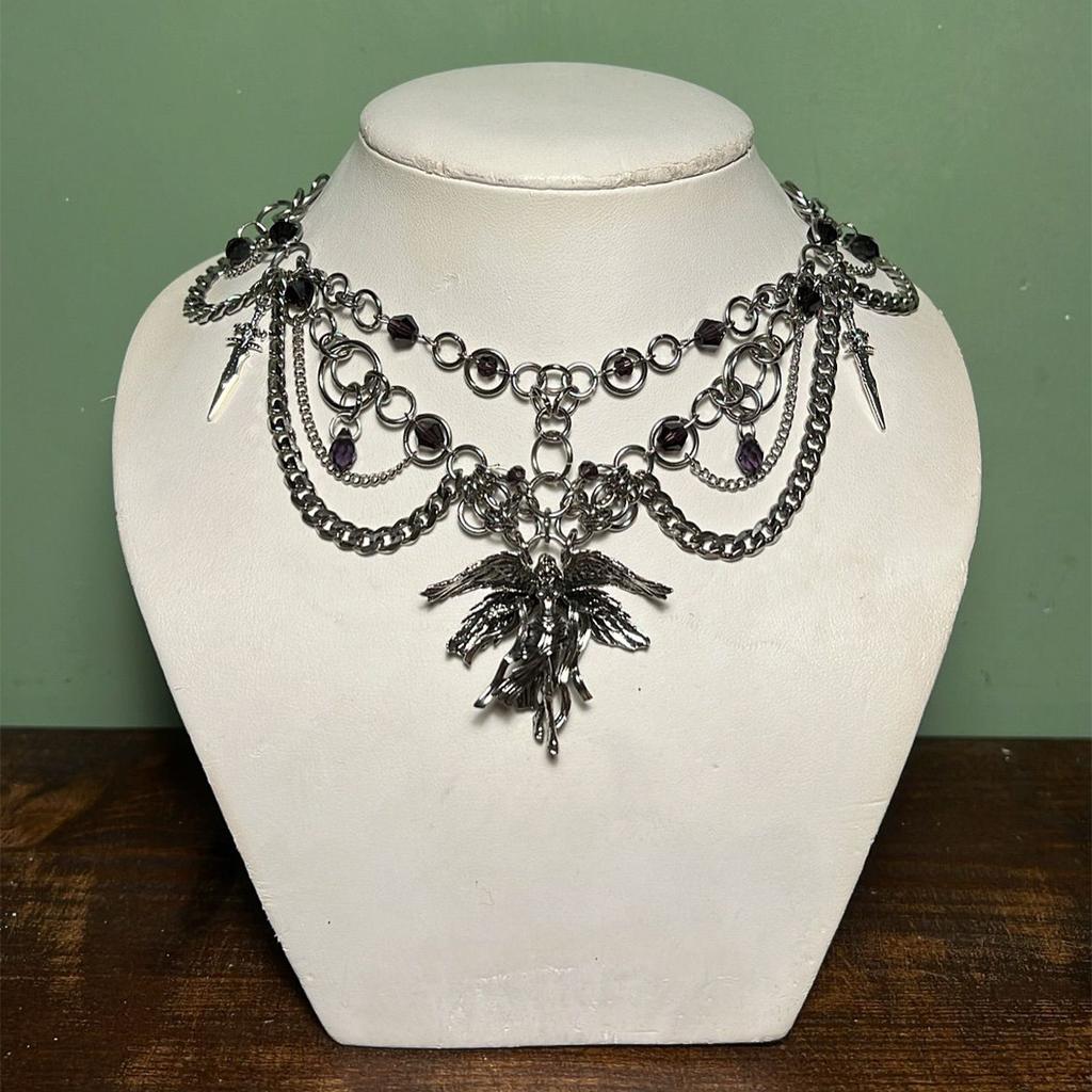 Gothic style cross necklace, retro dark punk style ladies necklace, for Halloween Easter birthday gift