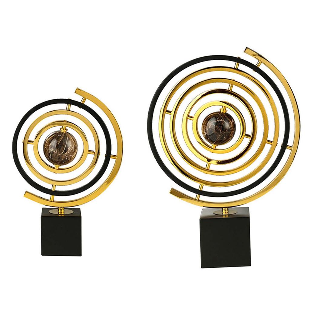 Art Sculpture Modern Decor Statue Centerpiece Ornament Iron Material Rotating Globe Aesthetic
