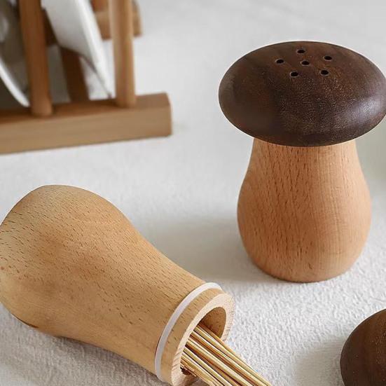 Wooden Mushroom Toothpick Holder Toothpick Dispenser Office Restaurant Desktop Box Home Farmhouse Rustic Toothpick Organizer Container