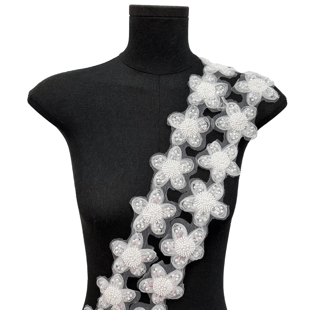 Water Soluble Lace Beads Three-Dimensional Flower Sequins Barcode Cloth Sticker Clothing Dress Children'S Lace