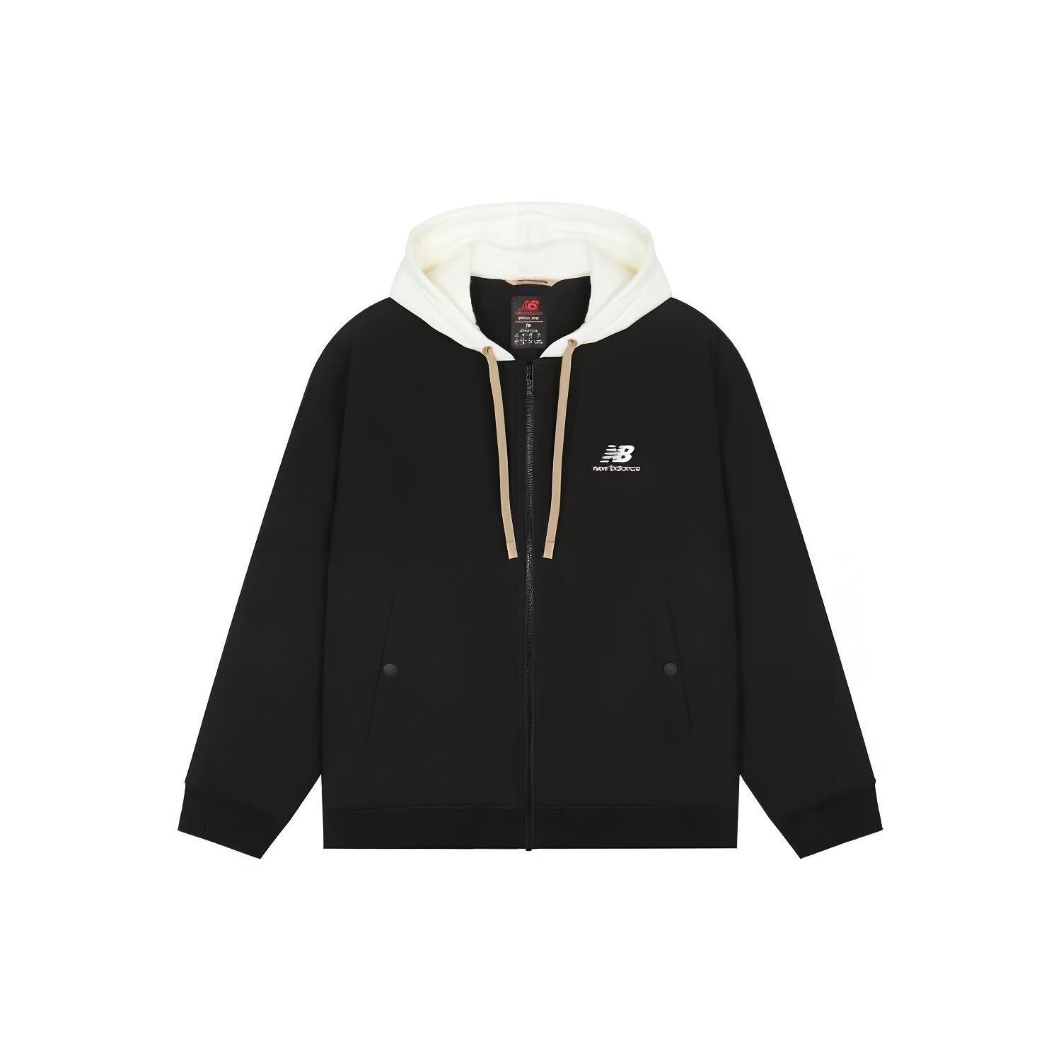 New Balance Logo Full-Zip Hooded Jacket Asia Sizing  Black White  Men s AMJ23362-BK L