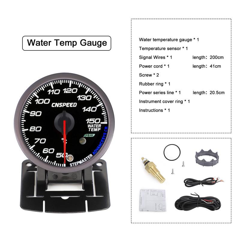 CNSPEED 2.5" 60mm New Boost Gauge Exhaust Gas Car Temperature Gauge Oil Pressure Water Temperature Oil Temperature Voltage Meter