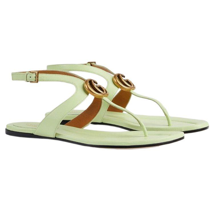 Gucci Leather One Strap Sandals Women's Light Green 746030 BKO00 3801