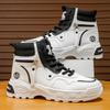 High-top men's shoes autumn casual mountaineering sports non-slip shoes leather surface waterproof thick sole heightening white Martin boots