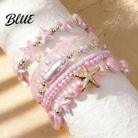 Starfish Beaded Bracelet 1 Set Bohemian Bracelets for Women Coastal