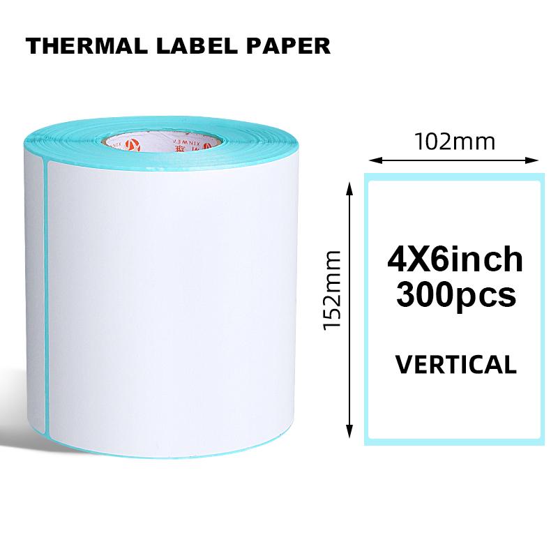 Factory Customized Adhesive Sticker 4x6 100x150 Waterproof Thermal Oil Proof Shipping Labels Packaging Label Maker (White,1 Roll&4x6inch(300pcs/Roll))