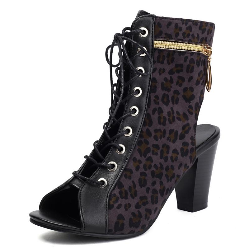 

Черные женские ботильоны летние короткие ботинки обувь мода шнуровка пикантный носок блочный каблук туфли для вечеринок танцев женский размер 43 39 чёрный