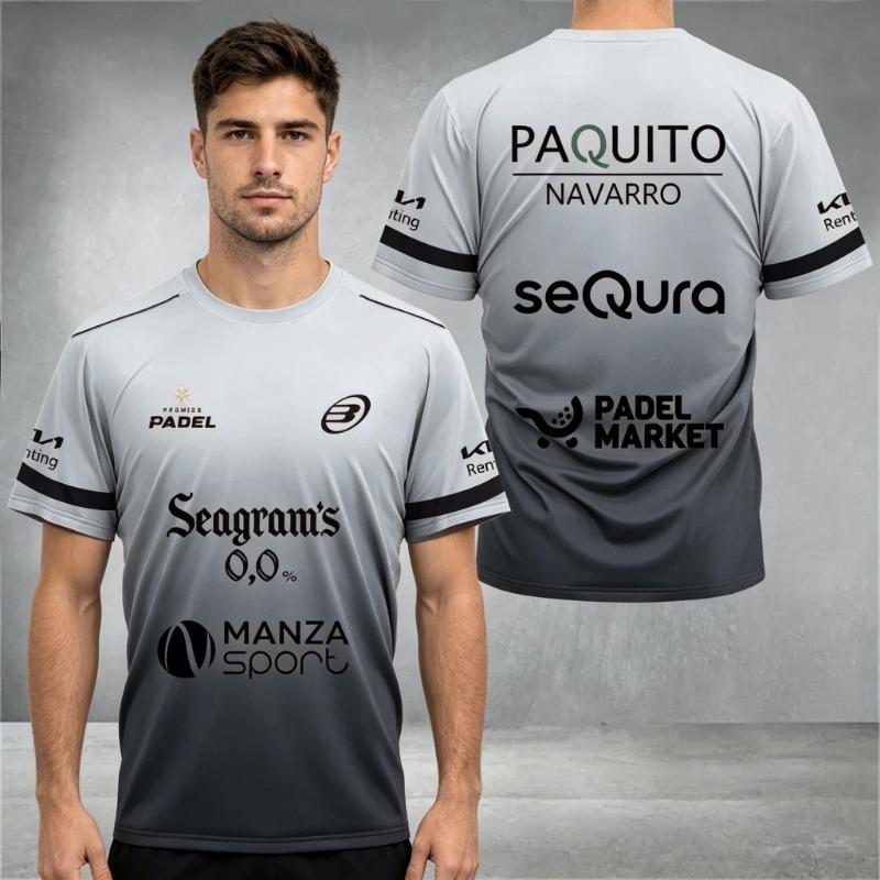 Maglia Sportiva Professionale da Padel da Uomo a Manica Corta Traspirante Asciugatura Rapida Top da Allenamento Partita Divisa di Squadra Stampata