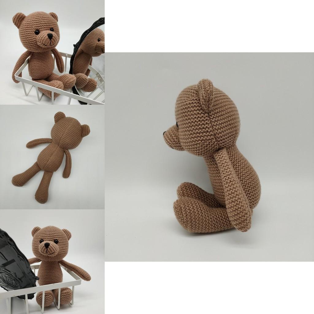 Knitted Animal Bear Plush Doll With Pp Cotton Filling For Childrens Gift
