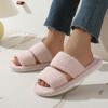 New Winter Open Toe Plush Cotton Slippers, Flat Soft Sole Warm Fluffy House Shoes for Indoor Home Use