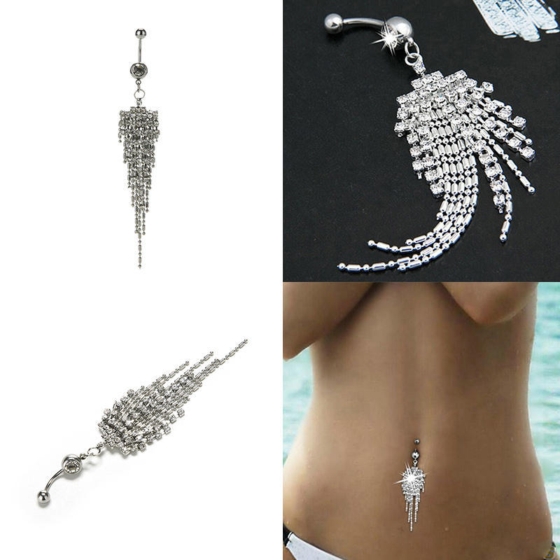 Tassel Navel Dangle Button Belly Ring Bar Body Piercing Jewelry