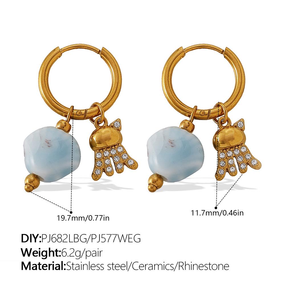 Fashion Multi-Element Diy Earrings Stainless Steel Gold-Plated Light Luxury High-End Earrings Jewelry Women