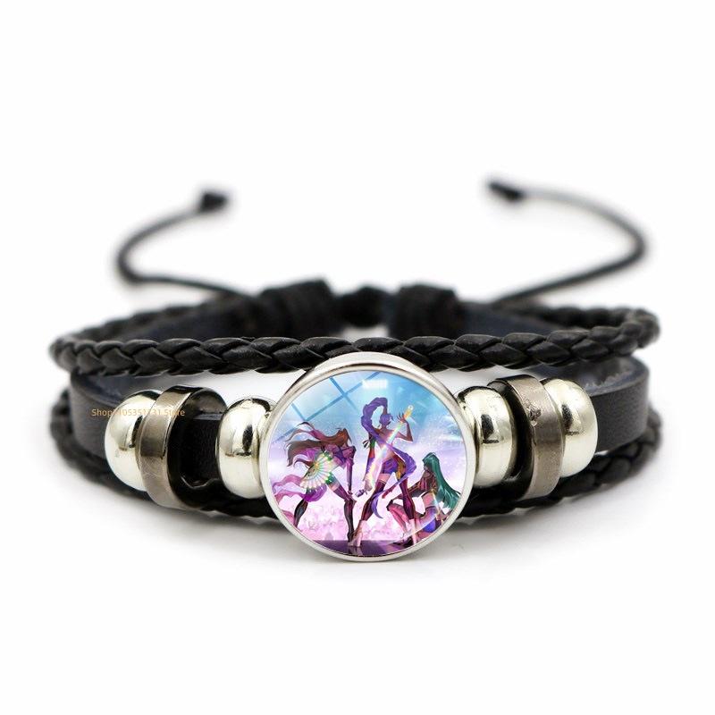 Anime Hand Bracelet Braided Leather Adjustable Wristband Cute Cosplay Accessories Birthday Gift for Kids Girls Fans 3 colors