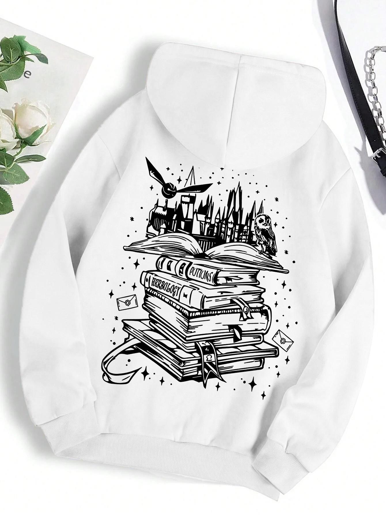 

Смішний Книжковий Світшот Жіночий Хараджуку Повсякденний Вільний Худі Модний М який Зручний Осінній Теплий Жіночий Одяг 2XL