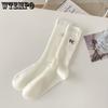 5pcs White Bow Socks Women Ballet Style Mid-calf Socks Summer Thin Stockings Cotton Stacked Socks