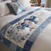 Hotel Bed Flag Christmas Home Party Decoration Bed Flags Cartoon Snowman Festive Atmosphere Jacquard Soft Bedding Table Runner