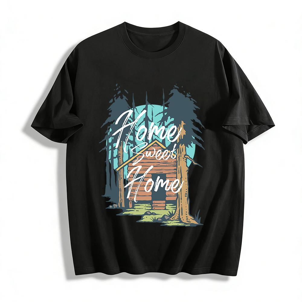 

Home Sweet Home Forest Cabin Graphic Casual T-Shirt Pure cotton T-shirt XXS