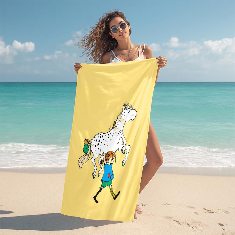 1 pièce Serviette de Plage Aventure de Pippi Serviette de Plage Microfibre Fine Absorbante Pour Plage Natation Yoga Bain Sports 0917274