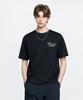 Emelbi Serif Lettering Semi-Oversized Short Sleeve T-Shirt La (Black)