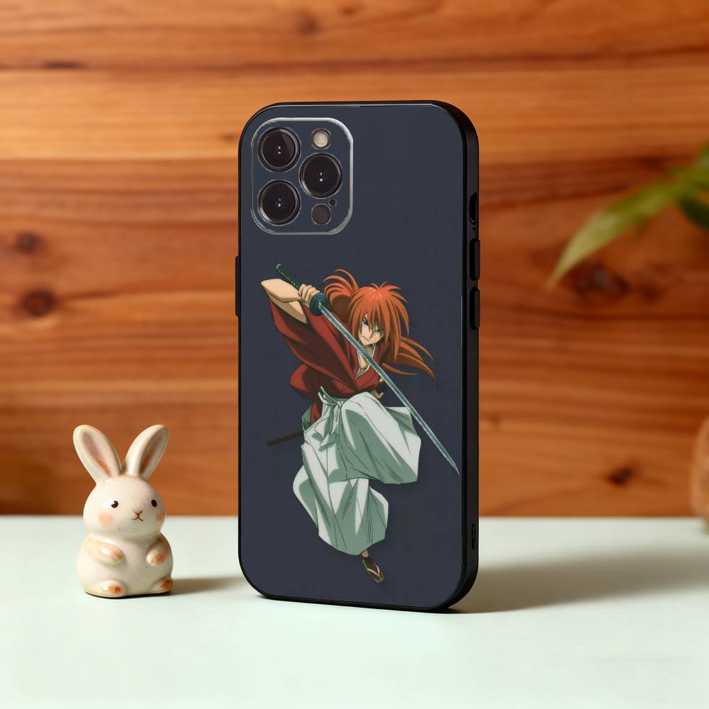 Anime R-Rurouni Kenshin Phone Case For iPhone17,16,15,14,13,12Plus,Pro Max,XS,5G Soft Silicone Black Cover