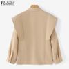 ZANZEA Women Shirt Collar Ruffle Long Sleeve Shirts
