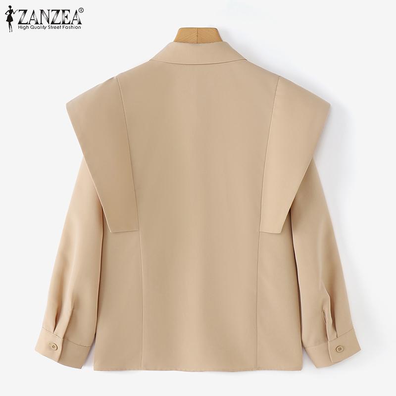 ZANZEA Women Shirt Collar Ruffle Long Sleeve Shirts