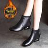 Women's Soft Leather Ankle Boots - Autumn/Winter Low Heel Round Toe Fashionable Warm Shoes for Ladies