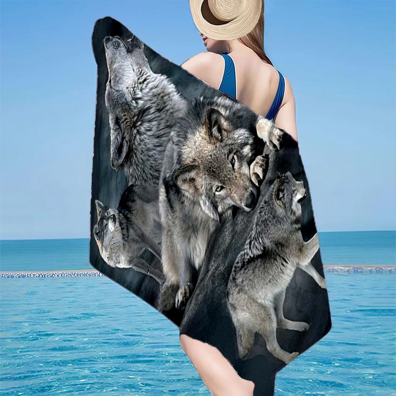 Wolf Pack Majesty Beach Towel, Super Soft Microfiber, Gift for Her/Him, Birthday, for Pool, Beach, Travel, Home Decor Fan gifts