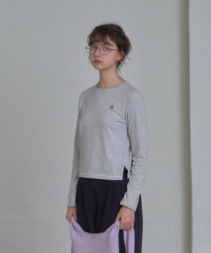 HANE H Needlework T-Shirt_Gray Stripe