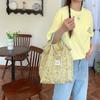 Small Floral Shoulder Canvas Bag Spring and Summer Fresh Thin Tote Bag Large Capacity Holiday Beach Bag