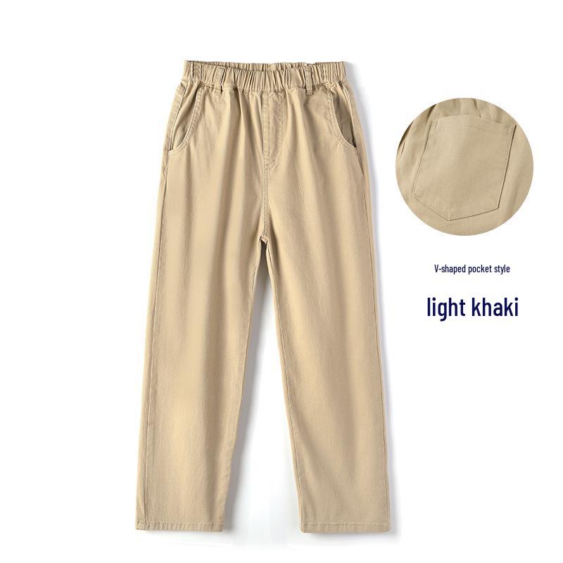 Khaki School Uniform Pants for Primary and Middle School: Boys' Spring/Autumn Cotton Casual Pants & Girls' Stretch Cotton Long Pants