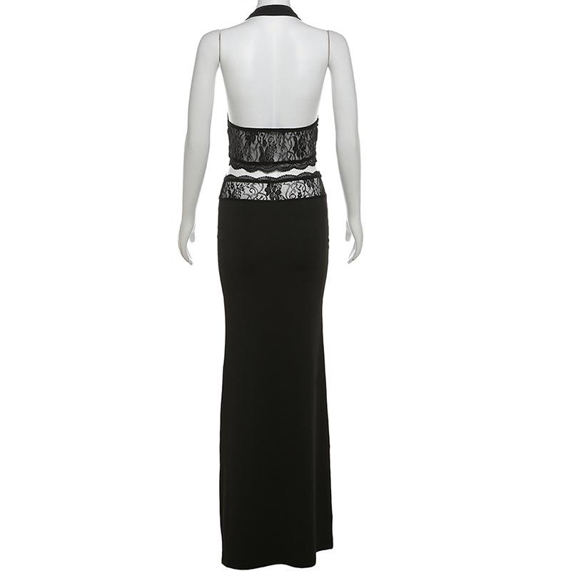 Damen Neue Sommer Mode Sexy Neckholder Rückenfreies Camisole Hohe Taille Spitze Rock Anzug